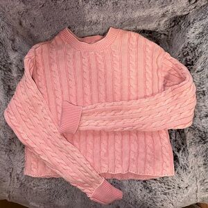 Aerie Light Pink Cable Knit Sweater